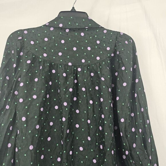 Kate Spade Pine Forest Green Pop Dots Blouse Size XS Silk Blend - Picture 15 of 15